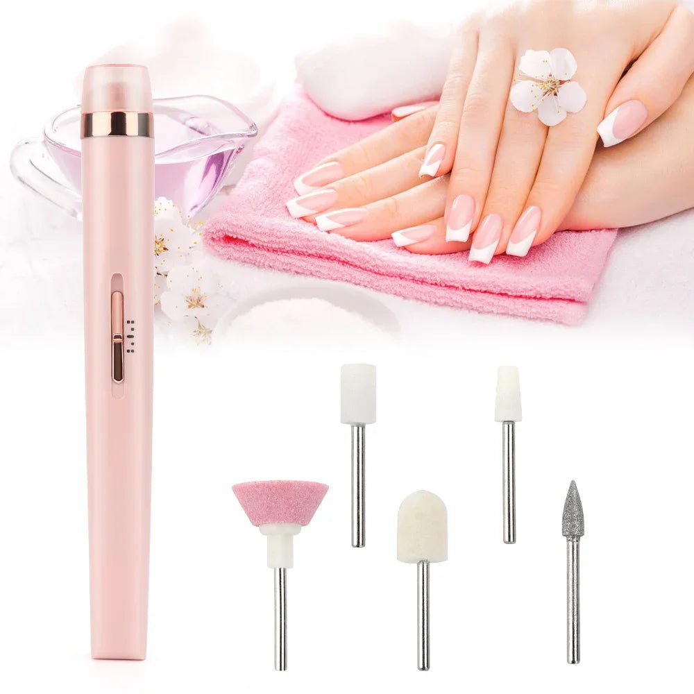 5 in 1 Electric Nail Polish Drill Machine With Light Portable Mini Electric Manicure Art Pen Tool For Gel Remover Pedicure Drill